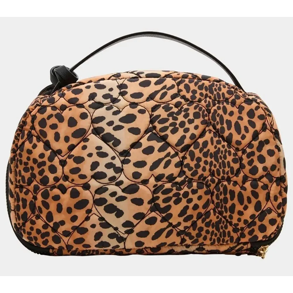 NWT~BETSEY JOHNSON Loaf Cosmetic case with Heart Mirror~Leopard design~$48